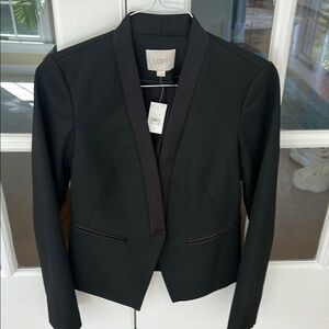 LOFT Black Modern Collarless Blazer NWT🌿